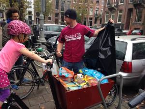 Grocery shopping by bike with Dad in Amsterdam. 